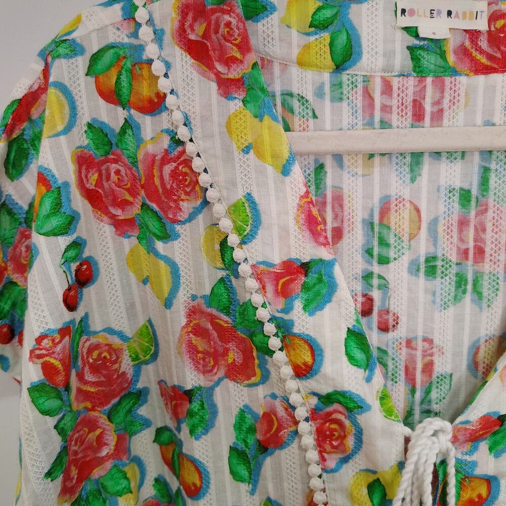 Roller Rabbit Womens Small Dress Kaftan Ponderosa Vanora Floral Tropical Linen - Picture 8 of 11
